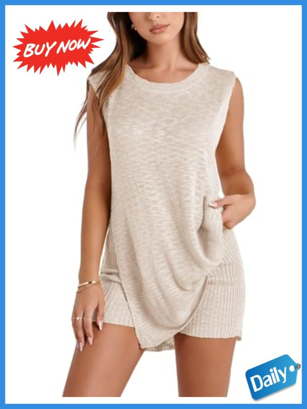 Women's 2 Piece Knit Lounge Set Sleeveless Top Shorts